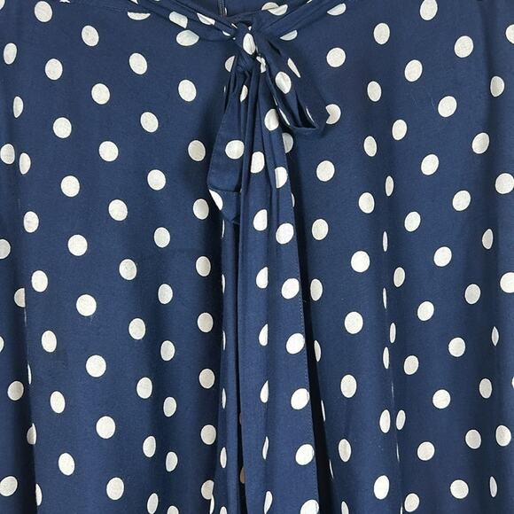 Anthropologie Porridge Retro Tie Waist Tandy Midi navy polka dot skirt Size S - Picture 3 of 10
